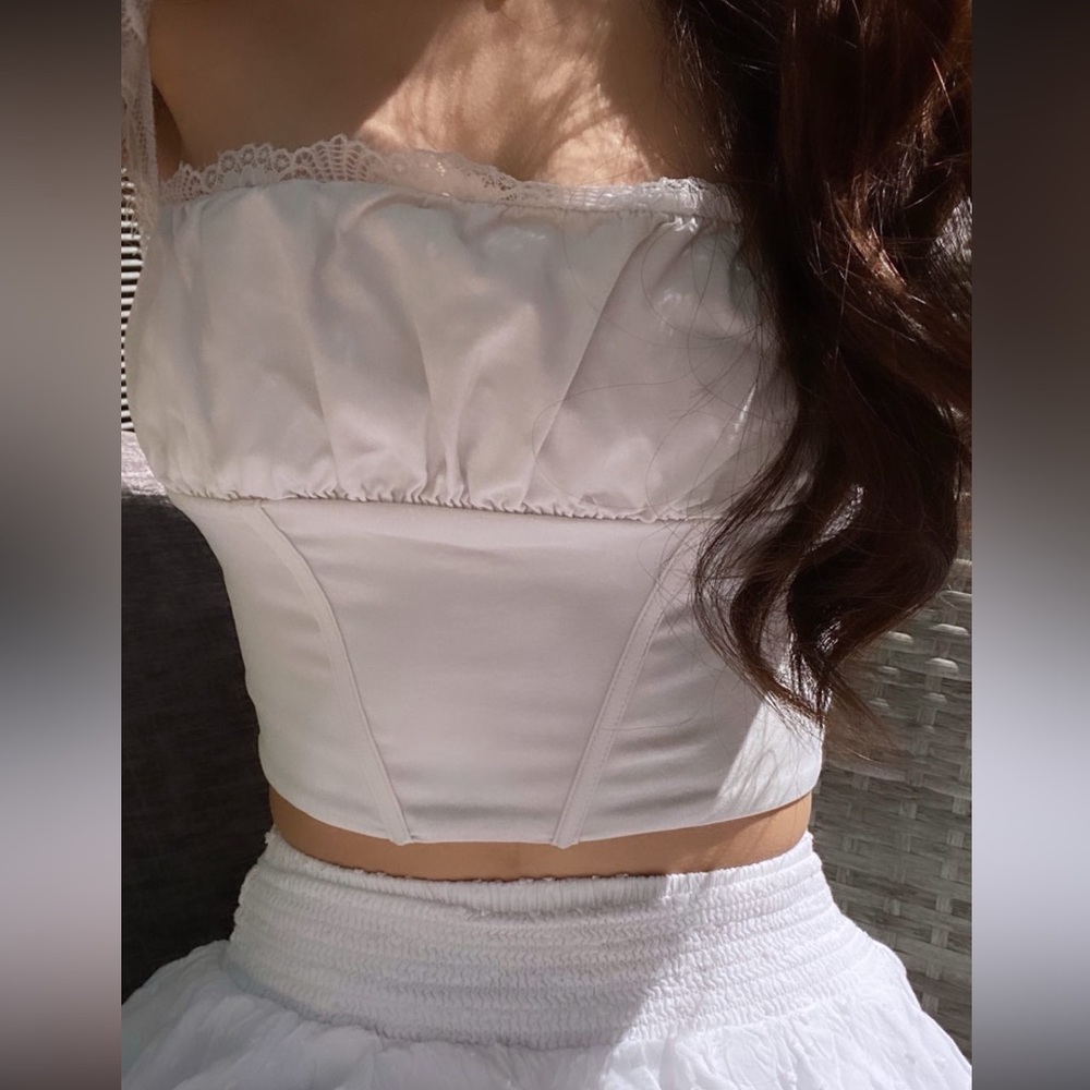 white top super cute with lace strap